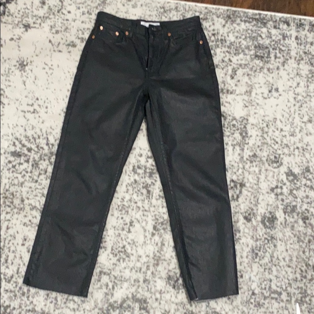 Topshop coated Jeans size 28 / 33 high waist raw hem